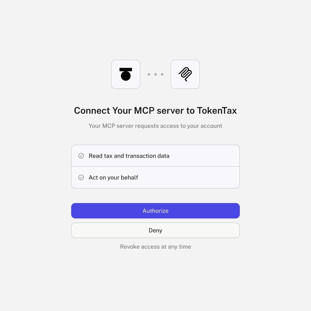 Authorizing Claude on the TokenTax approval screen