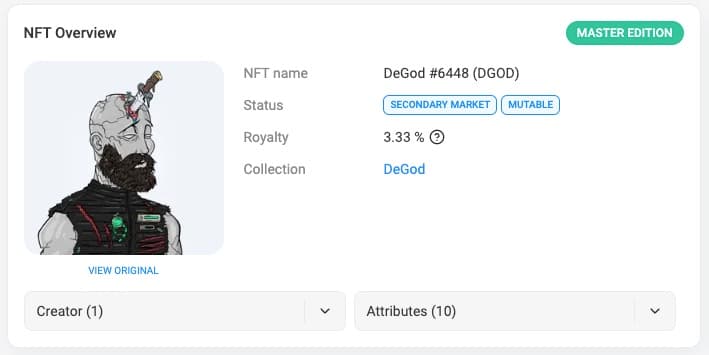 Solscan NFT metrics