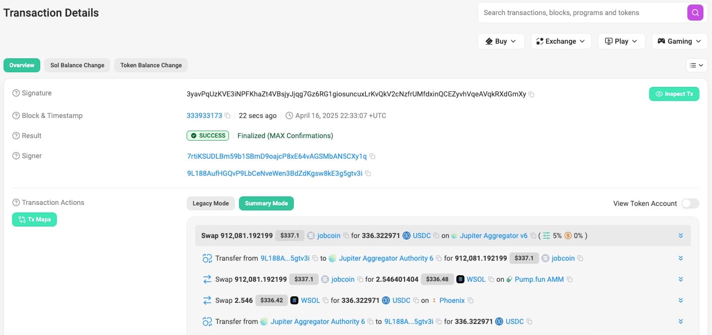 Solscan transaction details