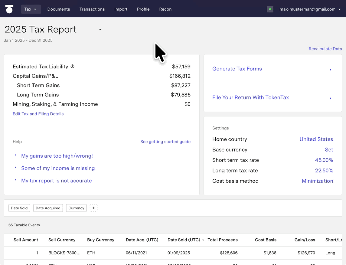 Export tax forms